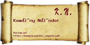 Kemény Nándor névjegykártya